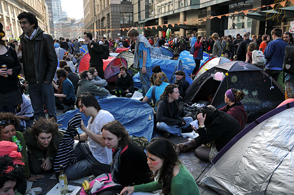G20 and Climate Camp protests at the Bank of England and Bishopgate, City of London, London, 1st April 2009