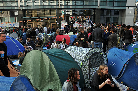 G20 and Climate Camp protests at the Bank of England and Bishopgate, City of London, London, 1st April 2009