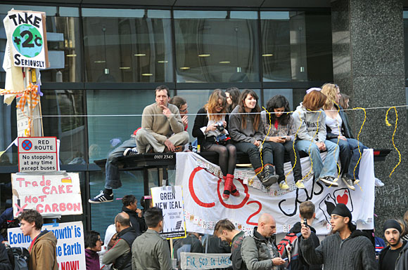 G20 and Climate Camp protests at the Bank of England and Bishopgate, City of London, London, 1st April 2009
