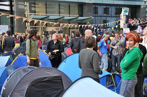 G20 and Climate Camp protests at the Bank of England and Bishopgate, City of London, London, 1st April 2009