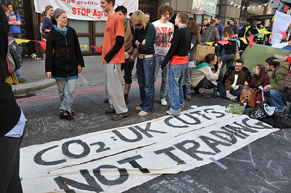 G20 and Climate Camp protests at the Bank of England and Bishopgate, City of London, London, 1st April 2009