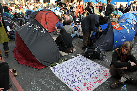 G20 and Climate Camp protests at the Bank of England and Bishopgate, City of London, London, 1st April 2009