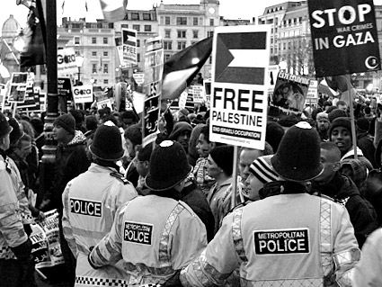 3rd National Demonstration For Gaza: Israel Out Of Gaza Now: Lift The Blockade. Trafalgar Square, London, Saturday 17th January 2009