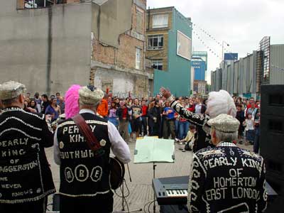 Pearly band and crowd, Alternative Jubilee Street Party, Foundry, Old Street, 3rd June 2002