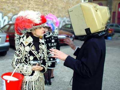 TV head and Pearly Queen, Alternative Jubilee Street Party, Foundry, Old Street, 3rd June 2002