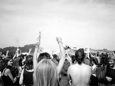 Rally at Twyford Down motorway protest, 1994