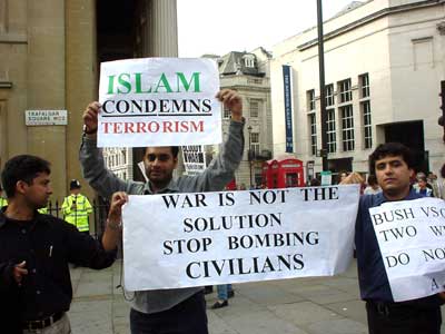 Stop the War demo, Trafalgar Square, 13th October 2001