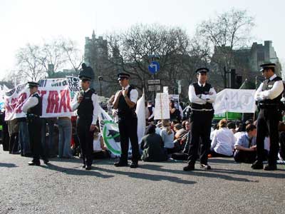 School children  stage anti-war protest, Paraliament Square, London March 19th 2003