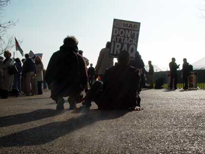 Protesters sitting down, Hyde Park, Stop the War in Iraq protest, London, March 22nd 2003