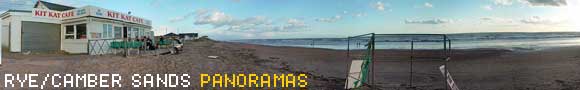 Panoramic photographs of Rye and Camber Sands, Sussex, UK