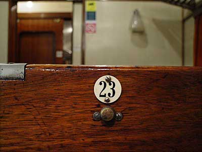 Interior detail, restored old train on Ashford to Rye line, Sussex, England, UK