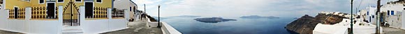 Santorini panoramas; 360º interactive views of Fira, Imerovigli, Kamari and Akrotiri lighthouse