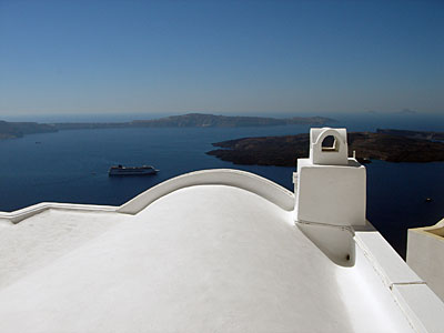 White steps and blue sea, Imerovigli, Santorini, Greece, , September 2004