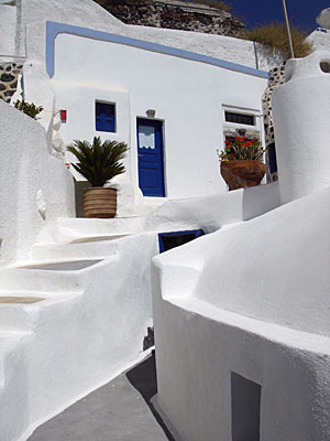 Winding alleys, Imerovigli, Santorini, Greece, , September 2004