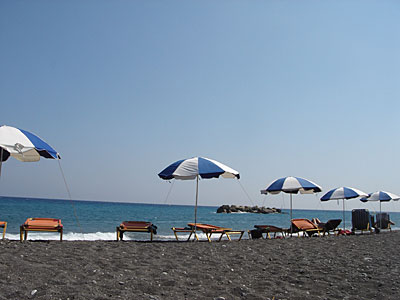 View from a sunbed, Kamari, Santorini, Greece, September 2004