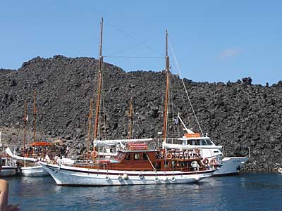 Arriving at Nea Kameni, Santorini, Greece, September 2004