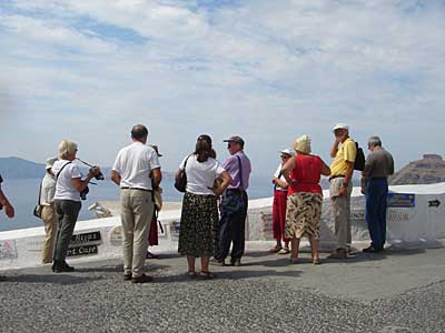 Tourists, Fira, Santorini, Greece, September 2004