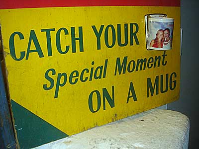 Tourist mug, Fira, Santorini, Greece, September 2004