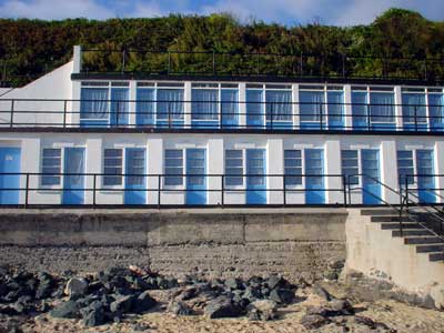 Beach huts, Porthmeor beach, Cornwall, August 2002