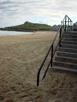 Steps up from Porthmeor beach, Cornwall, August 2002