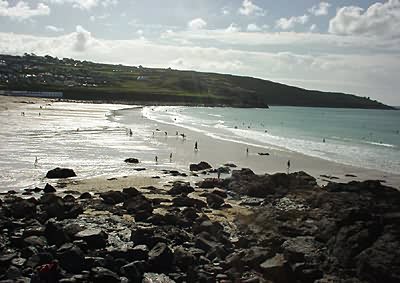 Bathers on Porthmeor Beach, St Ives, Cornwall