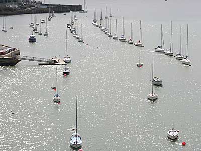 Crossing the Tamar Bridge, on the train to St Ives, Cornwall, April 2004