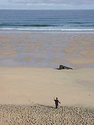 First on the beach! Porthmeor Beach, St Ives, Cornwall, April 2004