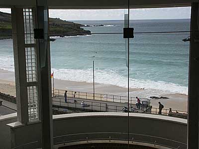 Tate Gallery view, Porthmeor Beach, St Ives, Cornwall, April 2004