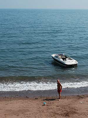 Towards Dawlish, train to St Ives, Cornwall, August 2005
