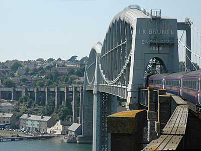 Crossing Saltash Bridge, train to St Ives, Cornwall, August 2005