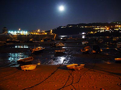 St Ives harbour at night, Cornwall, August 2005