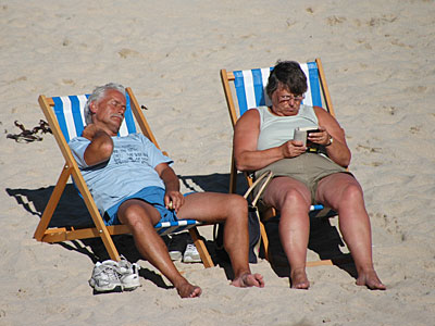 Soaking up the sun, St Ives, Cornwall, August 2005