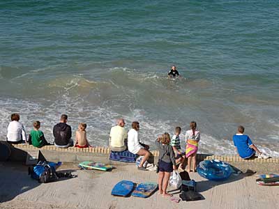 High tide at Carbis Bay, Carbis Bay, St Ives, Cornwall, August 2005