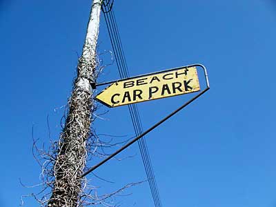 Beach sign, St Ives Lane (B3301), Cornwall, August 2005