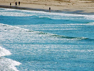 Waves and walkers, Porthmeor Beach, St Ives, Cornwall, August 2005