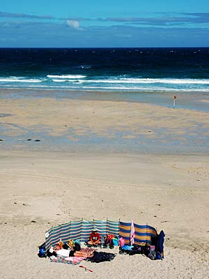 Early start on the beach, Porthmeor Beach, St Ives, Cornwall, August 2005