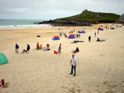 Overcast day at Porthmeor Beach, St Ives, Cornwall, August 2002
