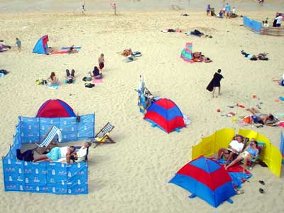 Porthmeor sunbathers, St Ives, Cornwall, August 2002