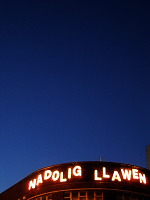 Nadolig Llawen (Happy Christmas), Bus station, Wood Street, Cardiff, south Wales photos