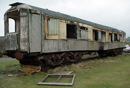 Old Pullman coaches, Marazion Great Western Railway railway station, near Penzance, Cornwall