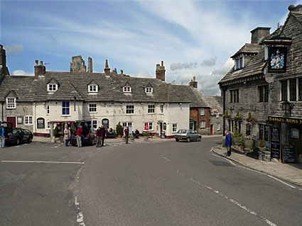 Corfe Castle village photos, streets views, castle and railway station, Isle of Purbeck walk, Dorset, May 2009 - photos, feature and comment